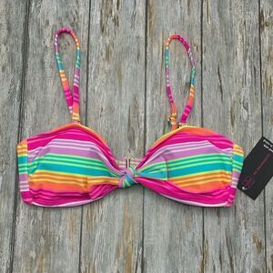 Women’s Tricot Striped Knot Bikini Top Swimsuit Bathing Suit Size M